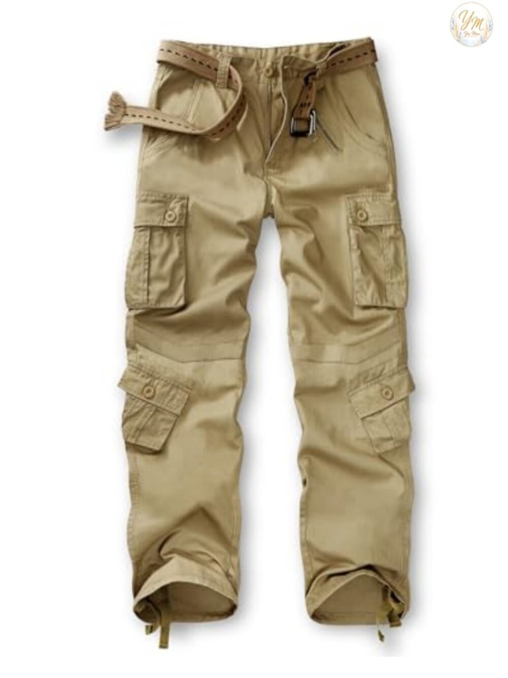 Women's Cotton Cargo Pants with 9 Pockets, Adjustable Waist, Y2K Streetwear